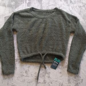 P'tula Women Green Pullover Crop Sweater XS